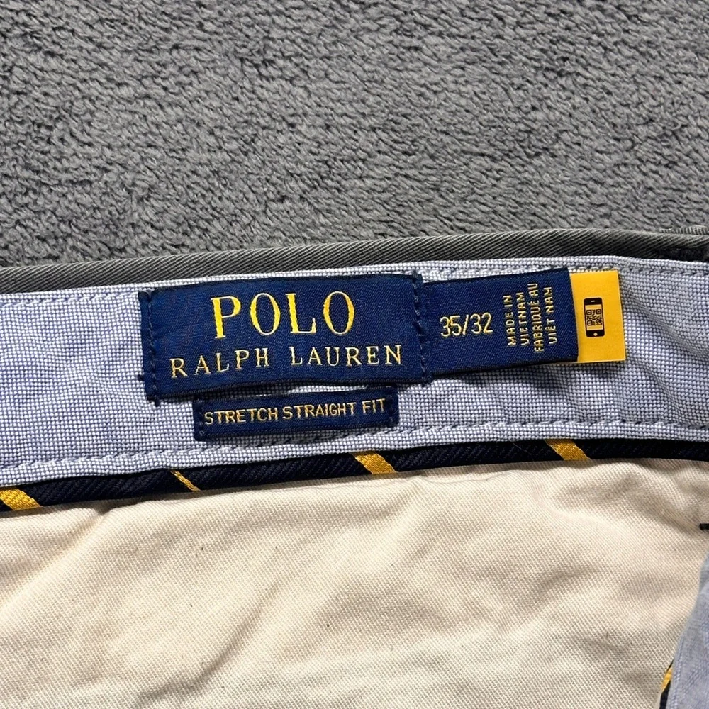 Polo Ralph Lauren Stretch Straight Fit Chino Pants Men 35x32 Grey (36x31) Preppy